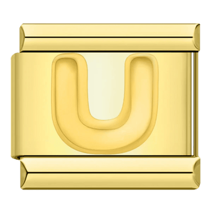 gold Letter U initial Italian charm 9mm bracelet link