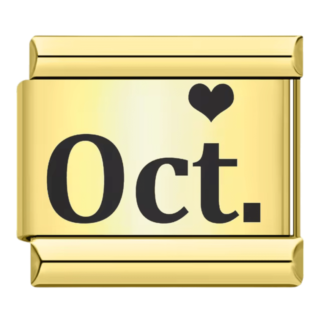 gold October month Oct Italian charm 9mm for Italian charm bracelet