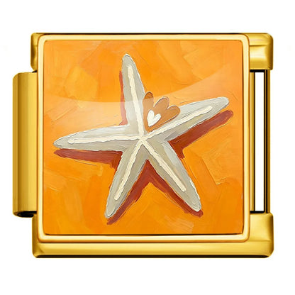 gold Orange Starfish 9mm Italian Charm Bracelet Charm