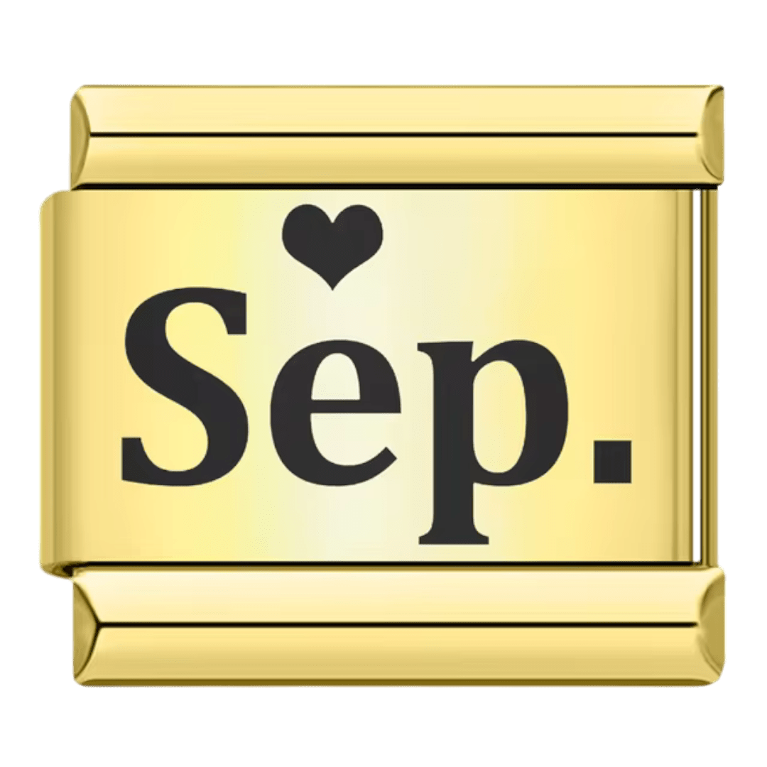 gold September month Sep Italian charm 9mm for Italian charm bracelet