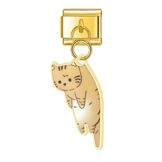 gold kitten dangle Italian charm 9mm bracelet link