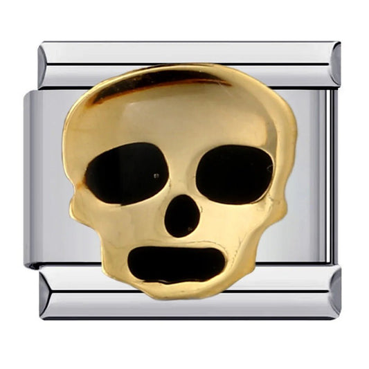 gold skull Italian charm 9mm bracelet link
