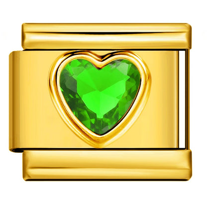 Green Gem Heart - – Italian Charm Bracelet by Charmette