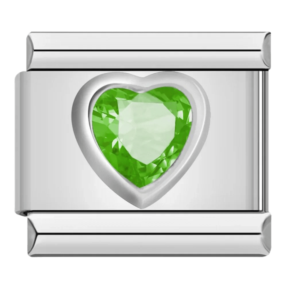 Green Gem Heart - – Italian Charm Bracelet by Charmette