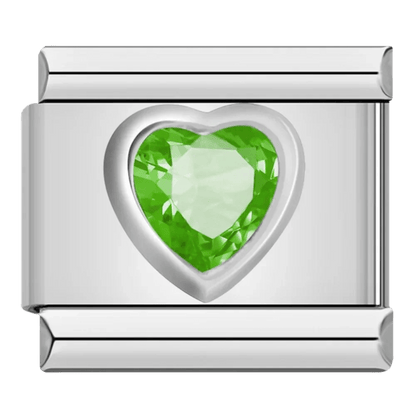 Green Gem Heart - – Italian Charm Bracelet by Charmette