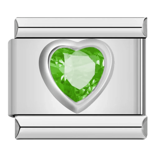 Green Gem Heart - – Italian Charm Bracelet by Charmette