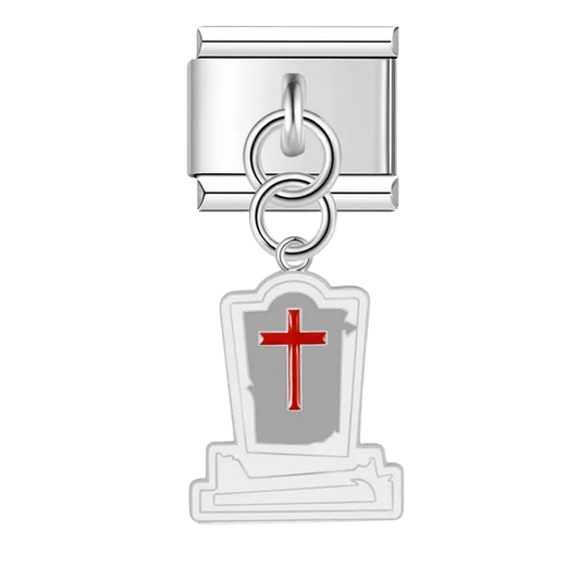 headstone cross dangle Italian charm 9mm bracelet link