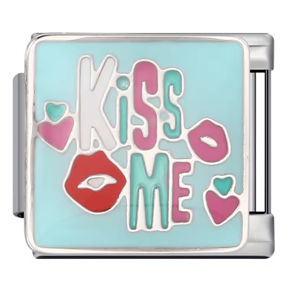 kiss me Italian charm 9mm hearts lips bracelet charm