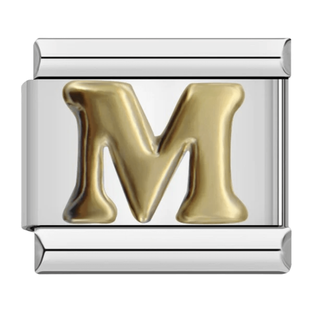 letter m 9mm italian charm silver on charm bracelet