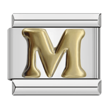 letter m 9mm italian charm silver on charm bracelet
