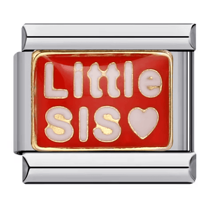little sis Italian charm 9mm red heart sister bracelet charm