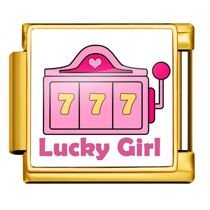Lucky Girl Slot Machine 9mm Italian Charm Bracelet Link - – Italian Charm Bracelet by Charmette