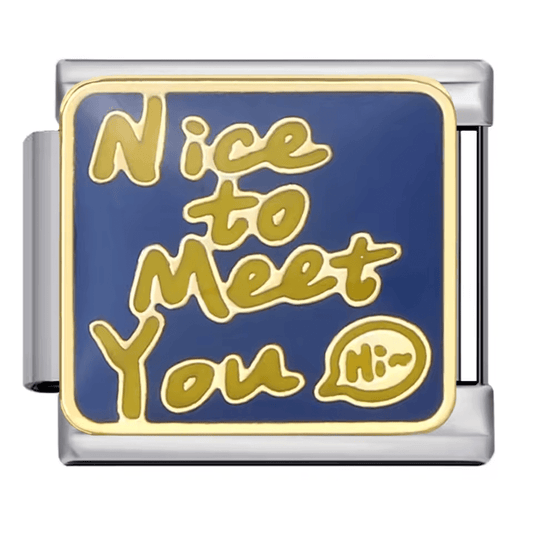 nice to meet you Italian charm 9mm blue enamel bracelet charm