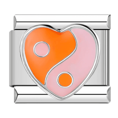 orange Yin and yang 9mm Italian charm by Charmette compatible with all Italian charm bracelets