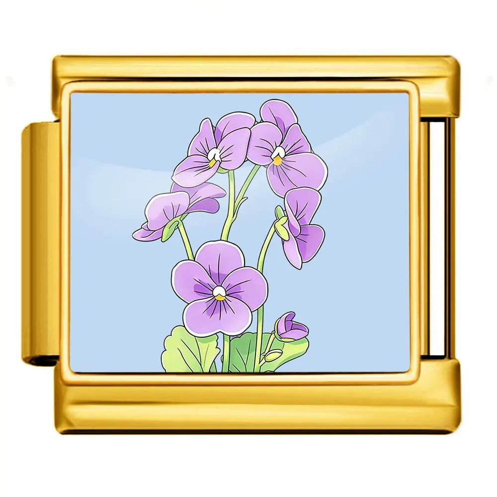 Pansies - – Italian Charm Bracelet by Charmette