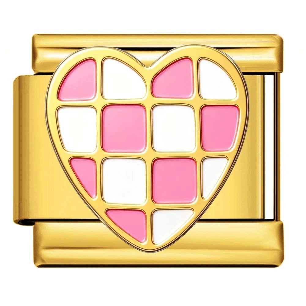 Pink Checkered Heart -– Italian Charm Bracelet by Charmette