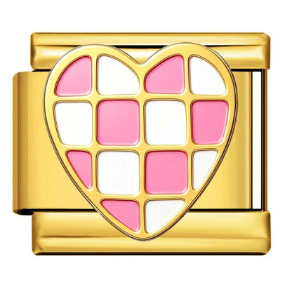 Pink Checkered Heart -– Italian Charm Bracelet by Charmette