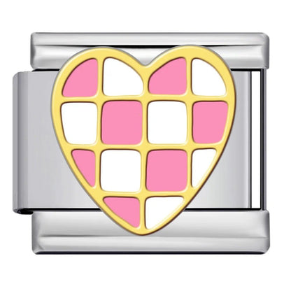 Pink Checkered Heart - – Italian Charm Bracelet by Charmette