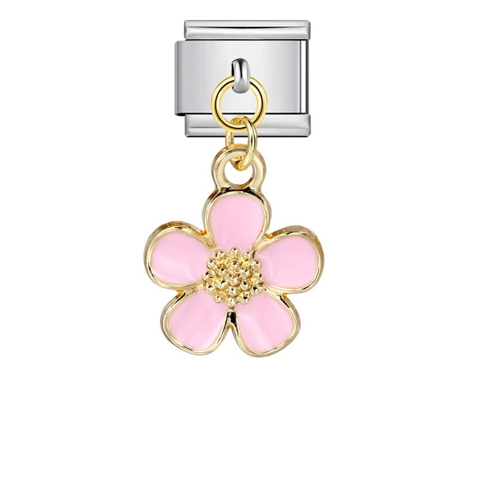 Pink Hanging Flower - – Italian Charm Bracelet by Charmette