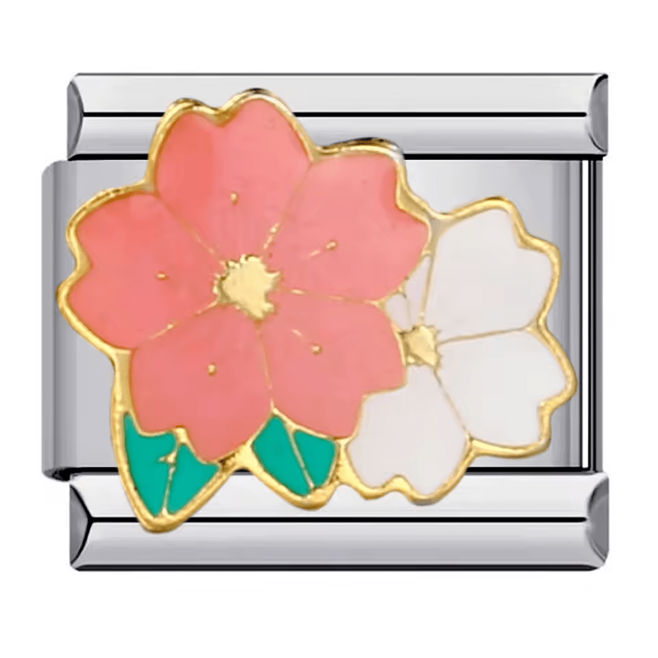 Pink & White Flower - – Italian Charm Bracelet by Charmette