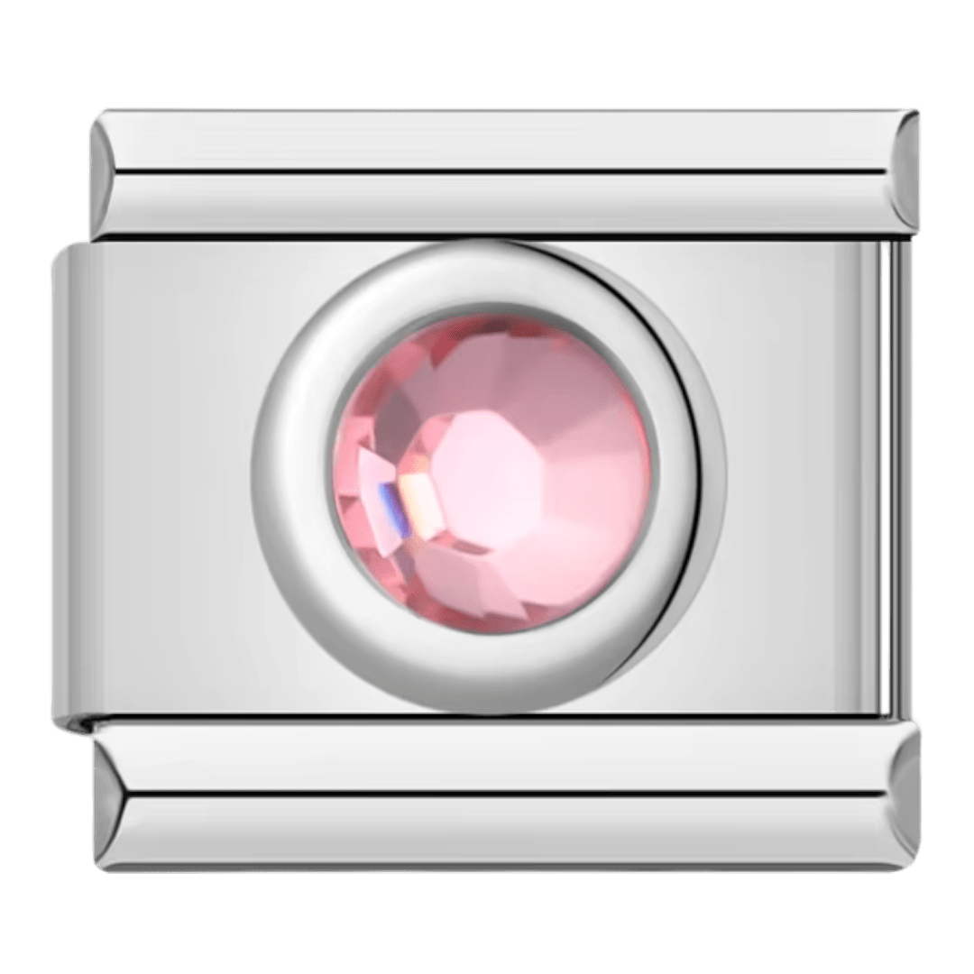 pink Gemstone 9mm Italian charm by Charmette compatible with all Italian charm bracelets