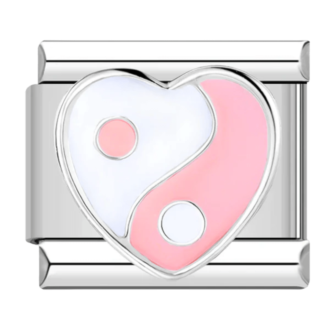 pink Yin and yang 9mm Italian charm by Charmette compatible with all Italian charm bracelets