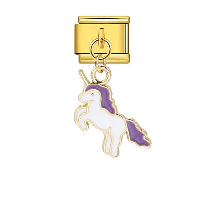 Purple Hanging Unicorn - – Italian Charm Bracelet by Charmette