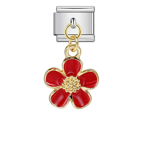 Red Hanging Flower - – Italian Charm Bracelet by Charmette
