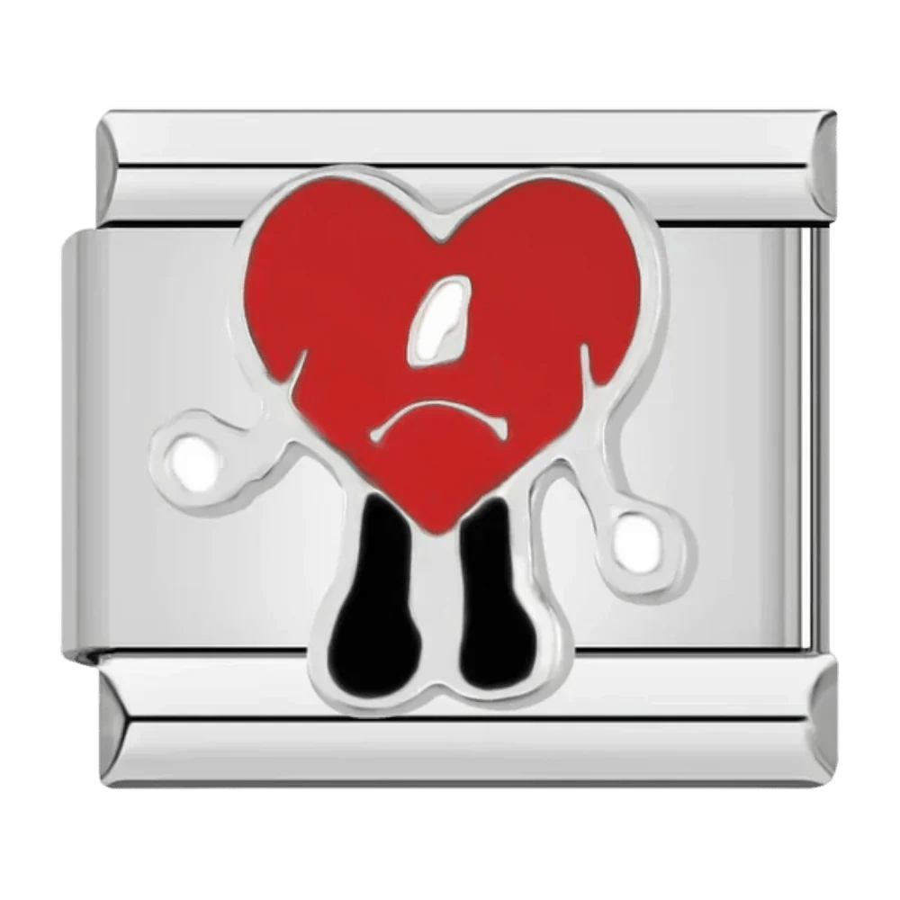 red broken heart character Italian charm 9mm bracelet link