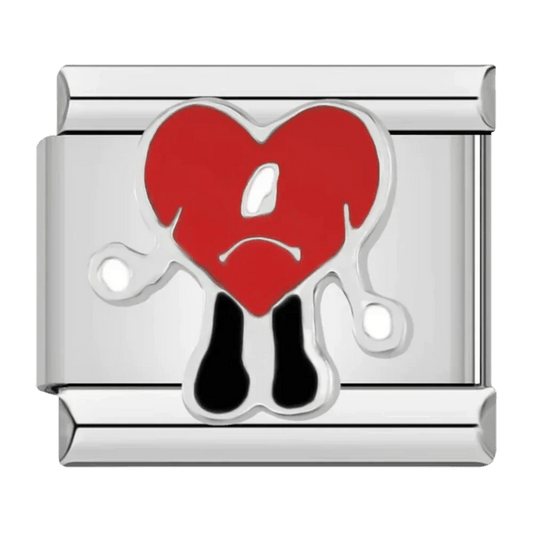 red broken heart character Italian charm 9mm bracelet link