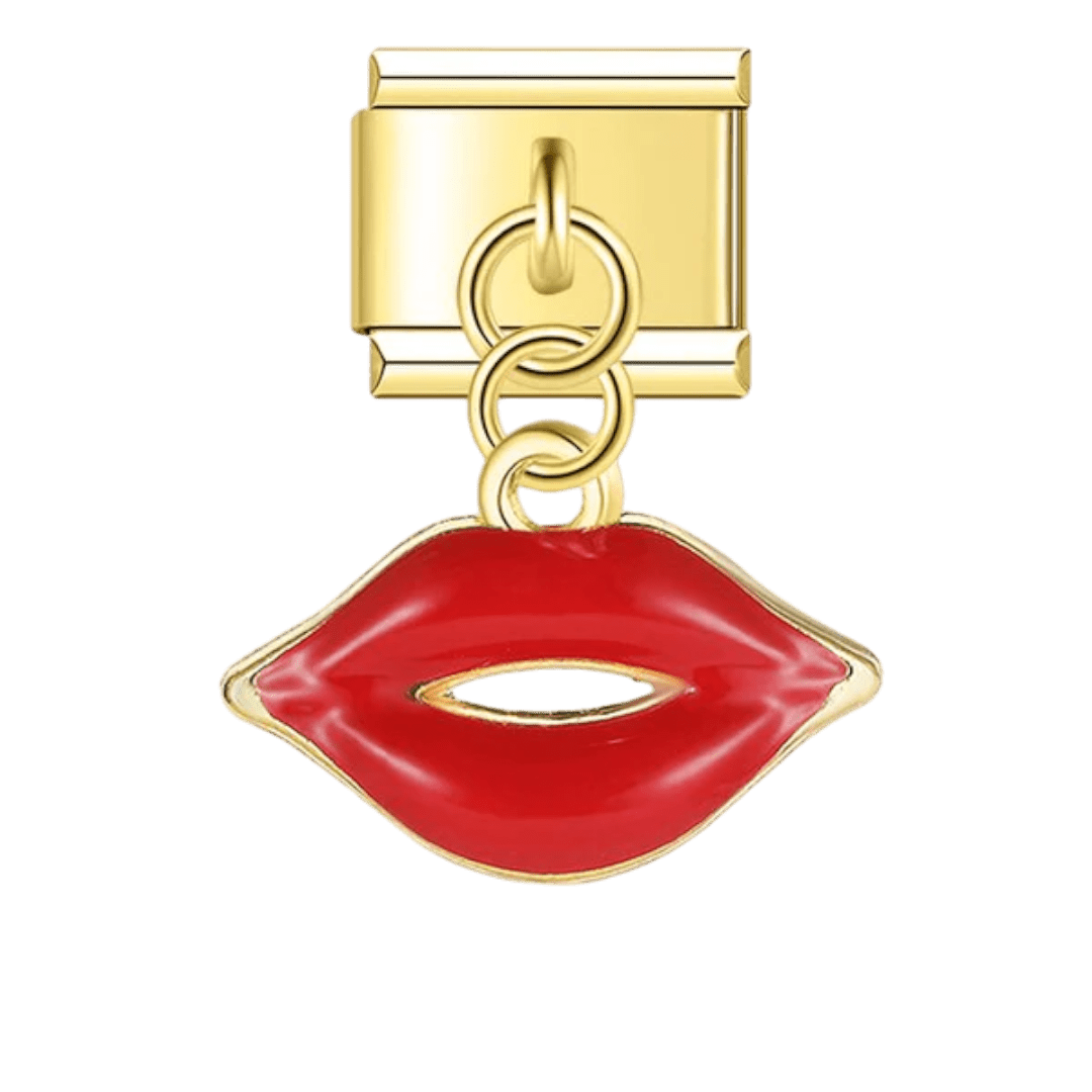 red lips dangle Italian charm 9mm bracelet link