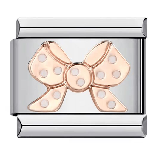 rose gold bow Italian charm 9mm bracelet link