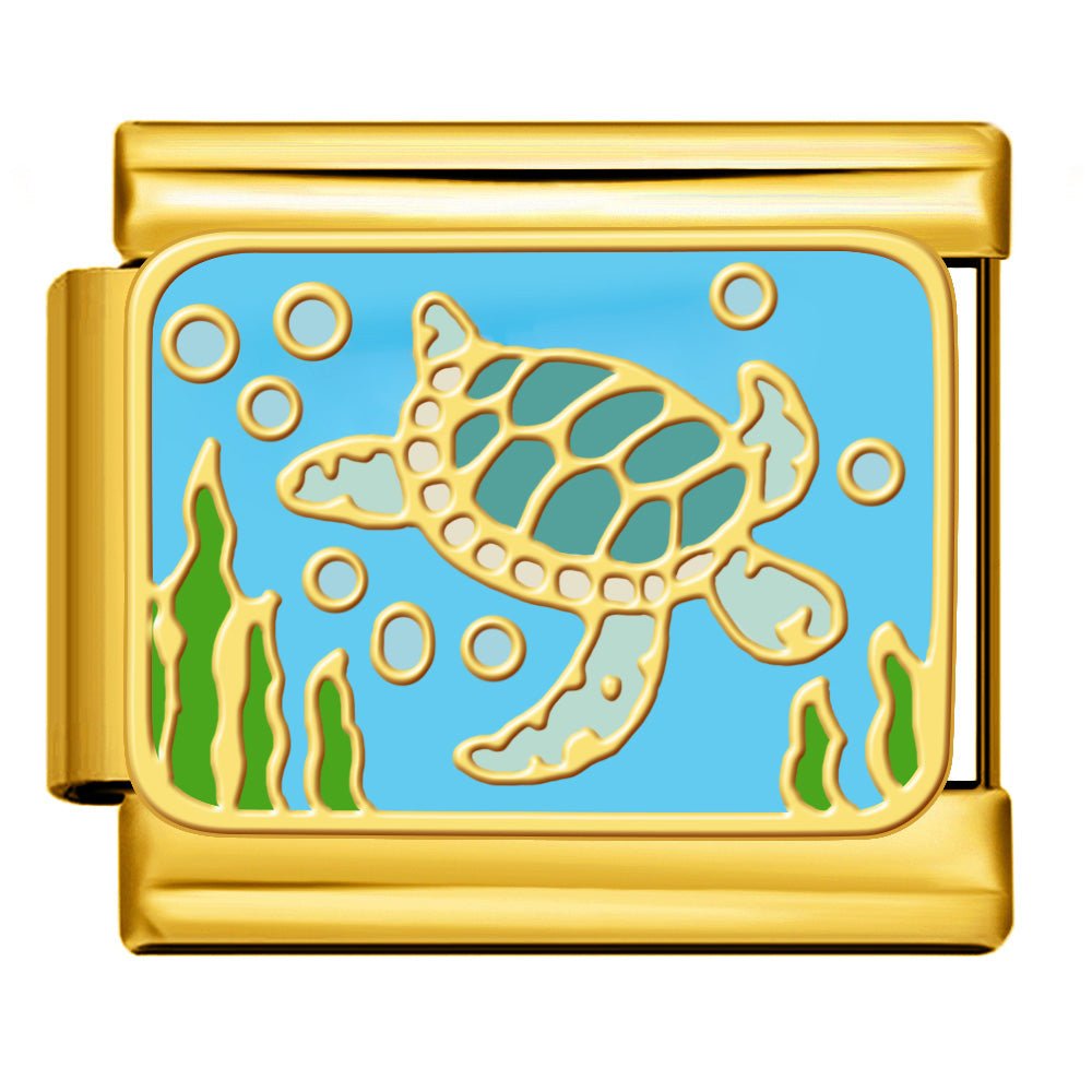 seaTurtle charm for 9mm Italian charm bracelet detail view