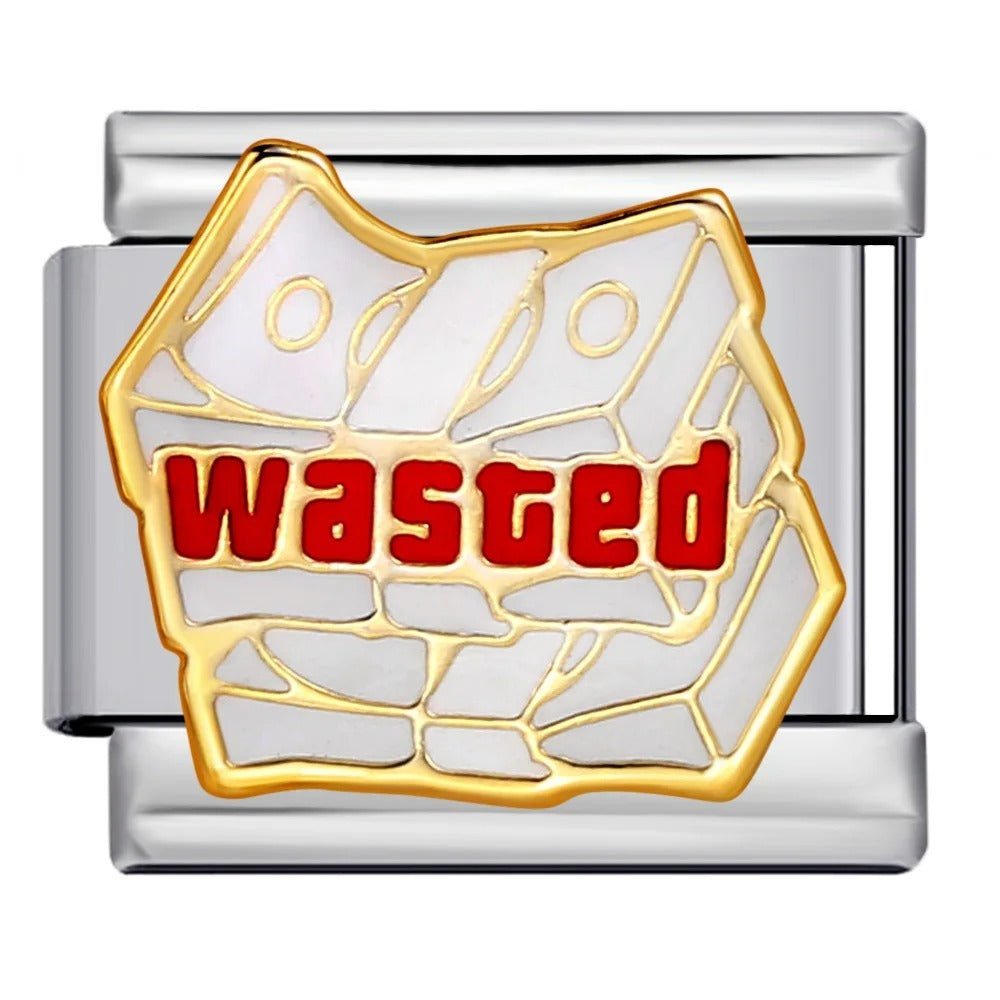 wasted text money Italian charm 9mm bracelet link