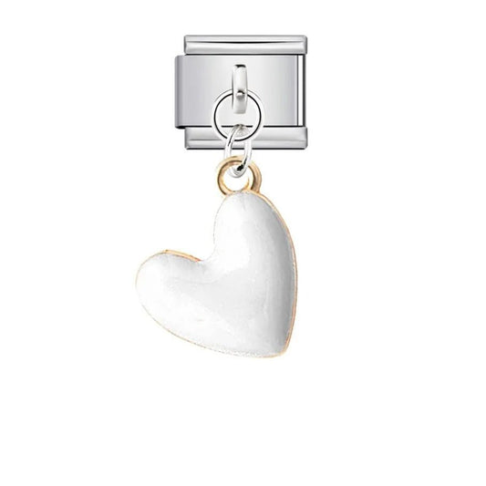 White Hanging Heart - – Italian Charm Bracelet by Charmette